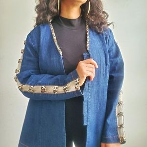 VTG Denim & Leopard Trimmed Jacket
